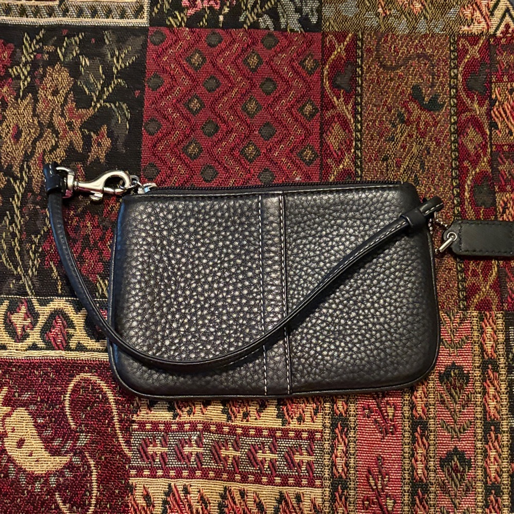 Elegant Black Leather Wristlet